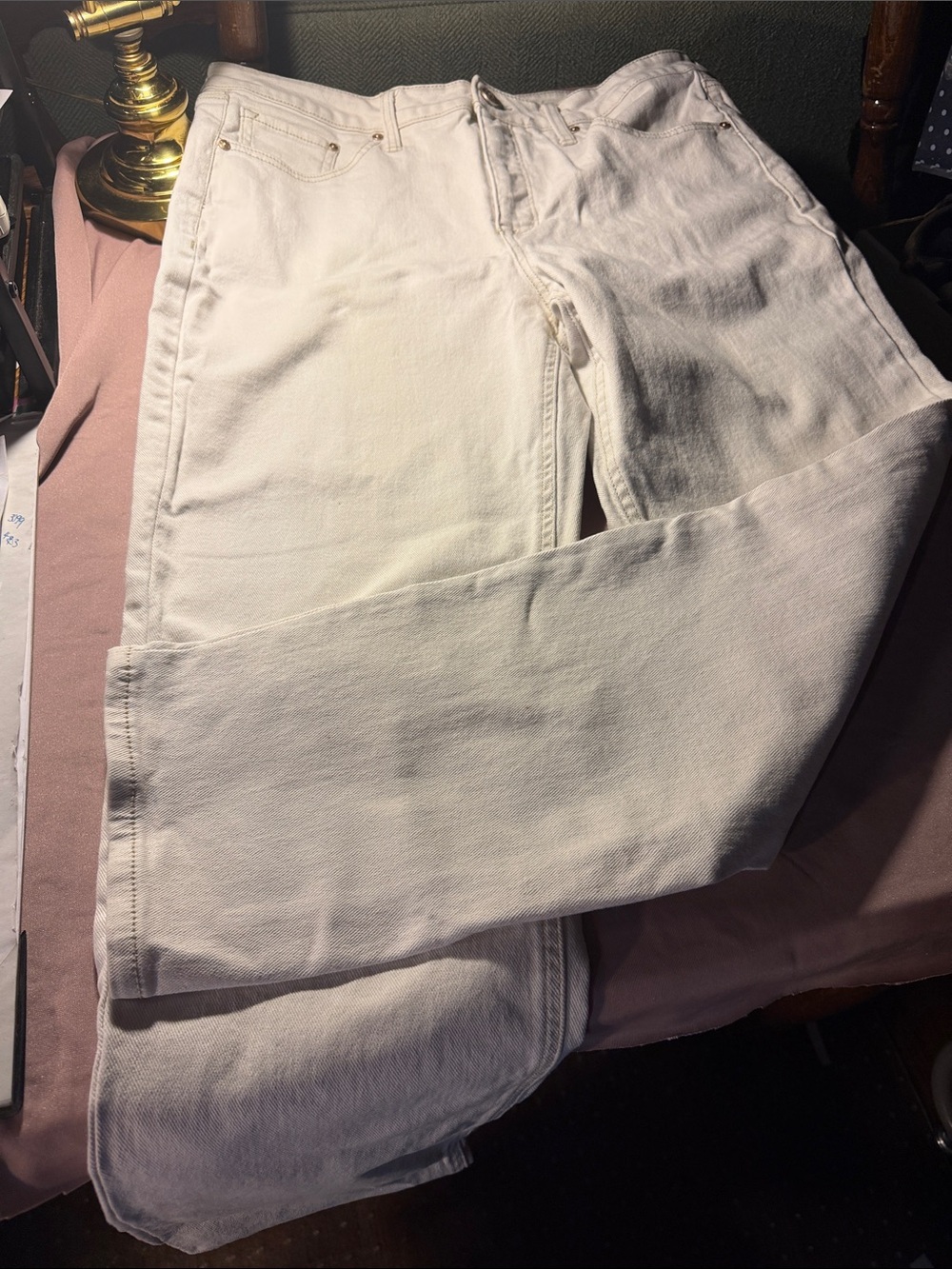 Seven7 Women's Cream Straight Leg Jeans